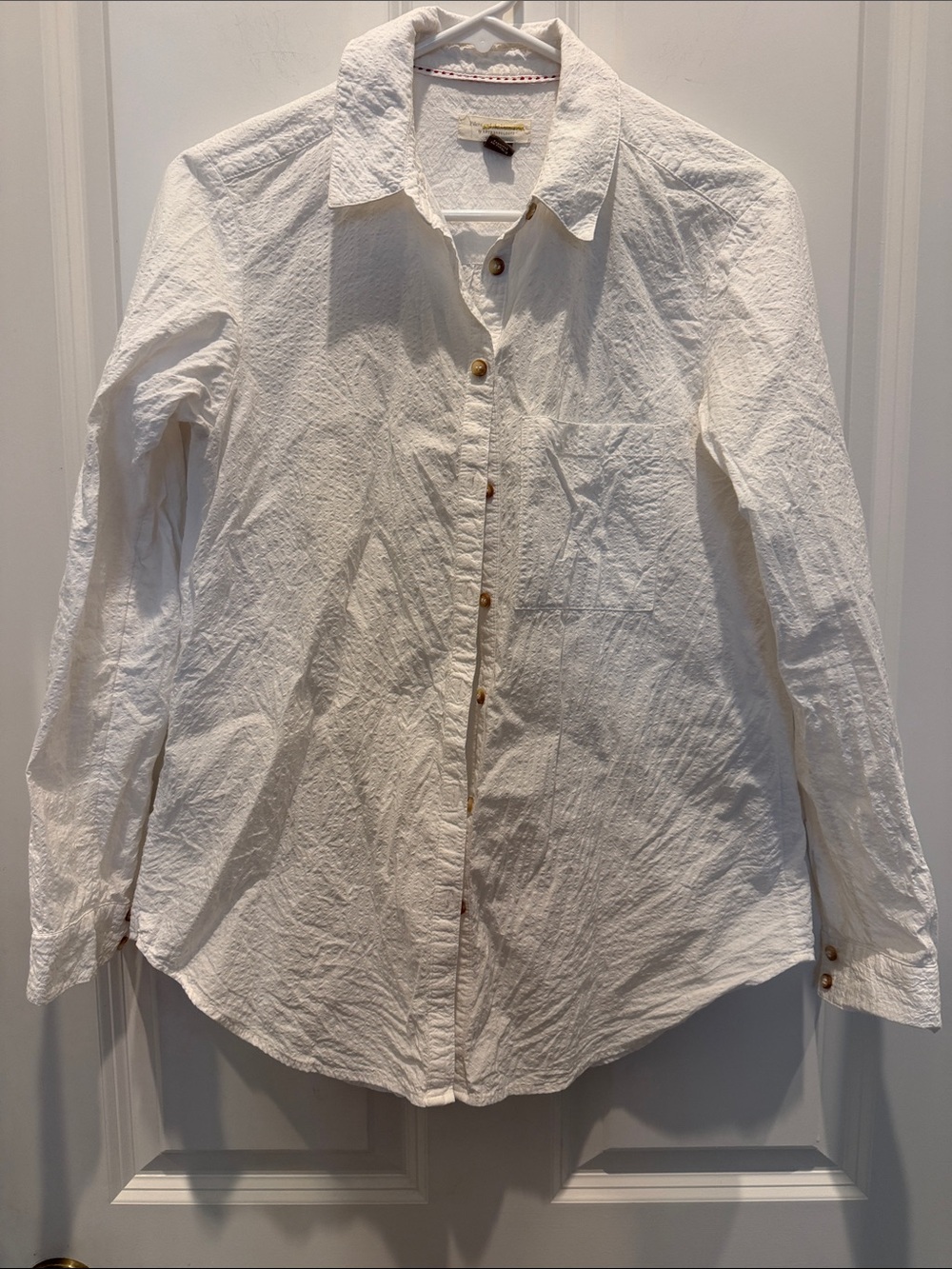 Pilcro by Anthropologie White Button-Down Textured Cotton Shirt size XSmall